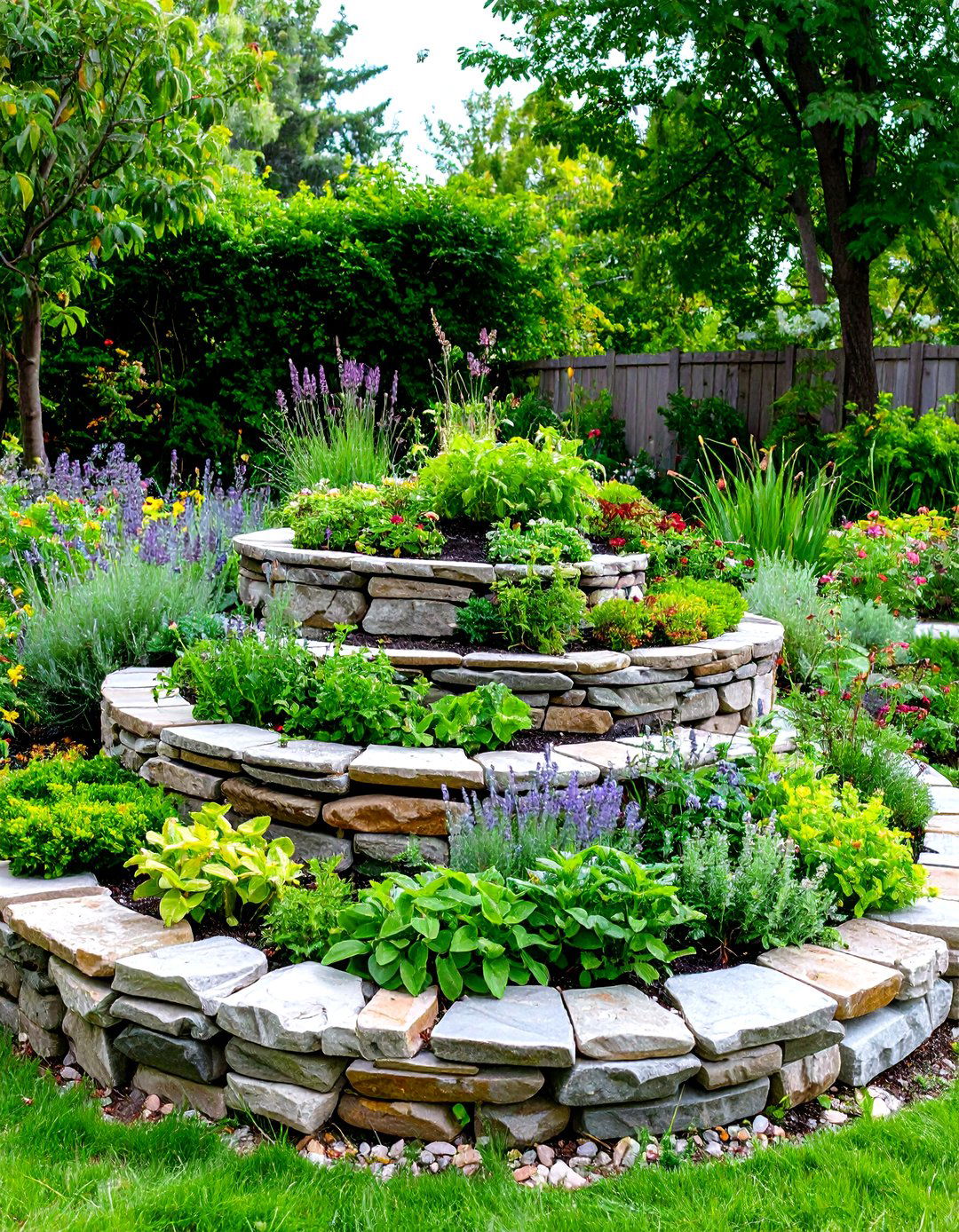 Herb Spiral Round Garden Bed - 20 Round Garden Bed Ideas
