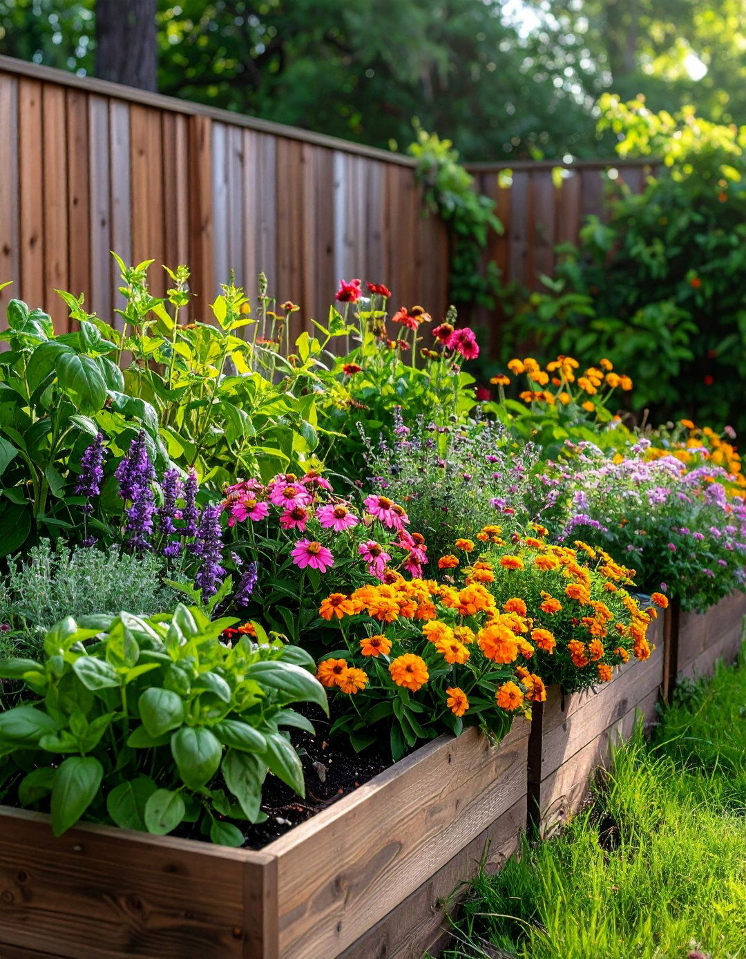 Herb and Flower Fusion Bed - 20 Front Yard Flower Bed Ideas