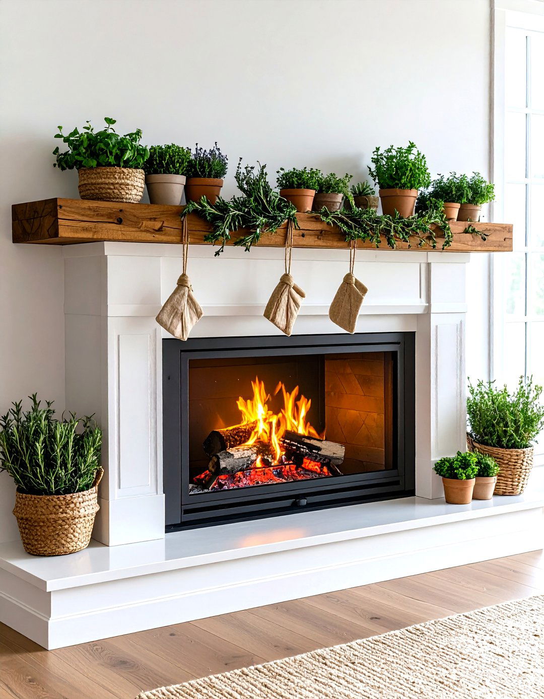 Herb and Greenery Kitchen Mantel Garland - 20 Mantel Garland Ideas
