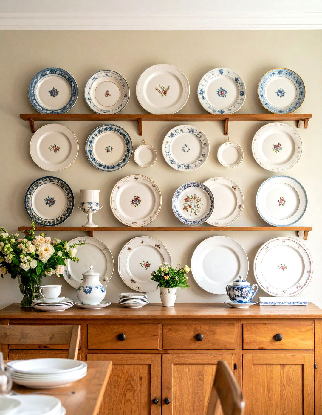 Heritage Dining Room Wall Plate Display - 20 Dining Room Wall Decor Ideas
