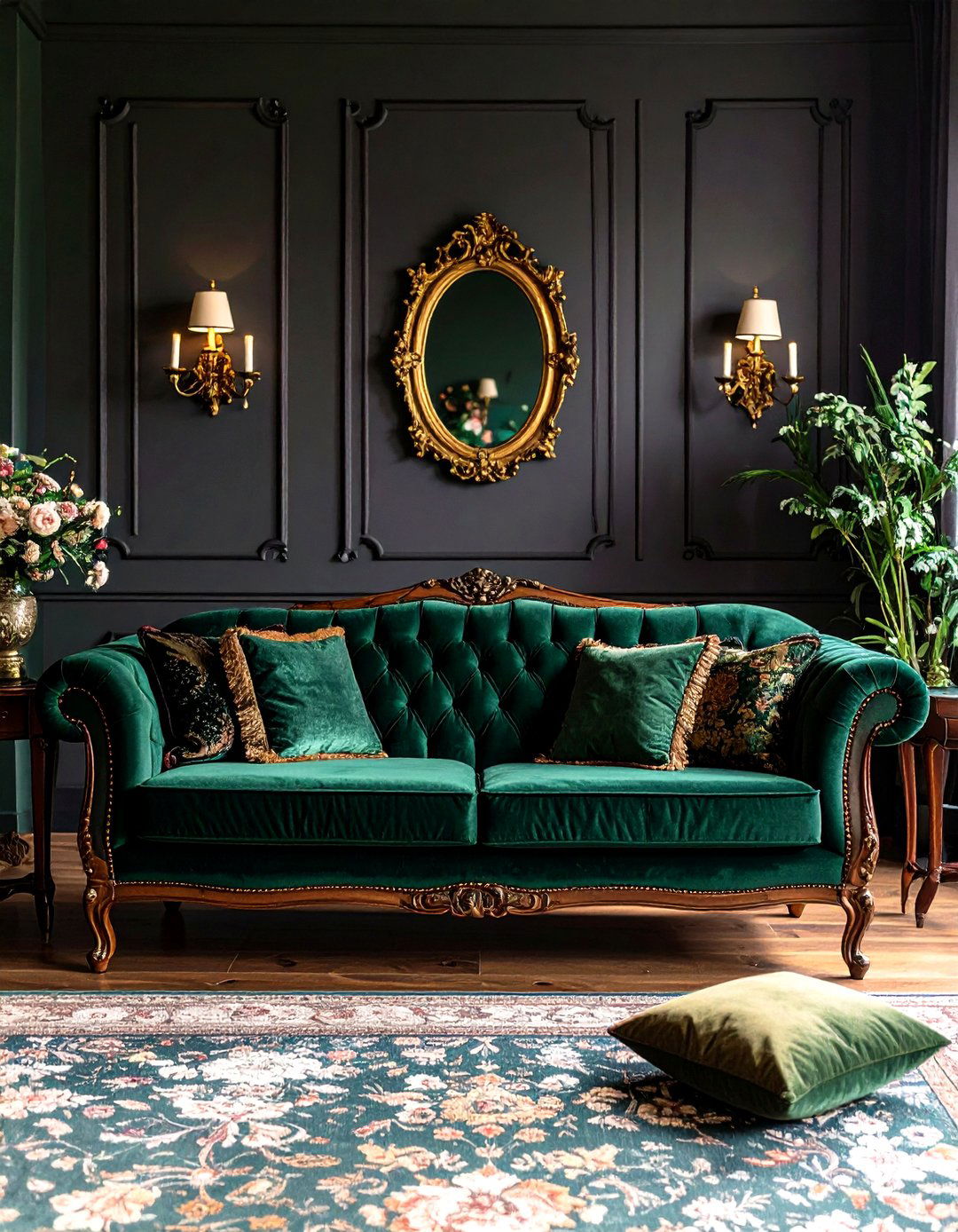 Heritage Regencycore Layers - 20 Emerald Green Sofa Living Room Ideas