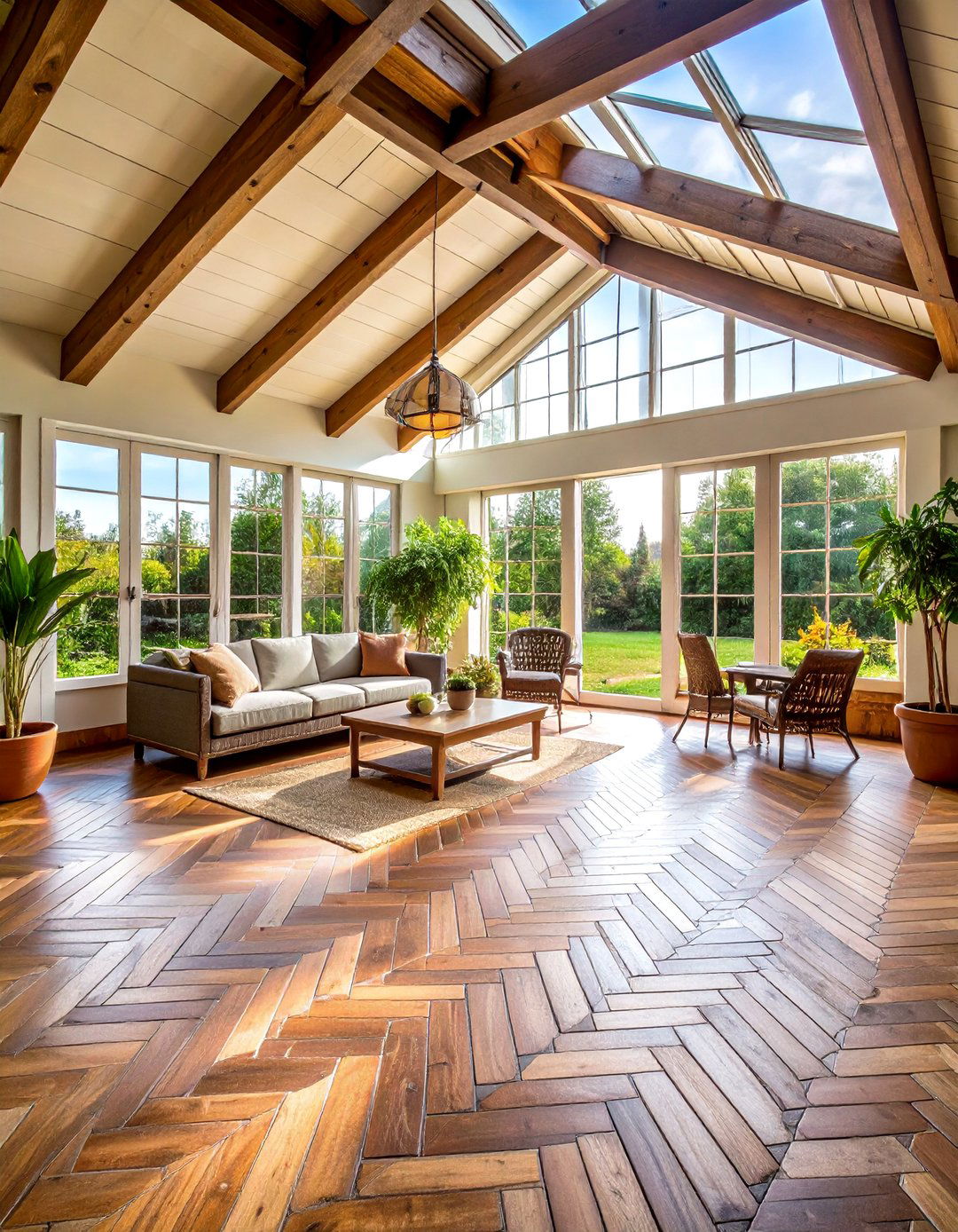 Herringbone Brick Floor Sunroom Pattern - 20 Brick Floor Sunroom Ideas
