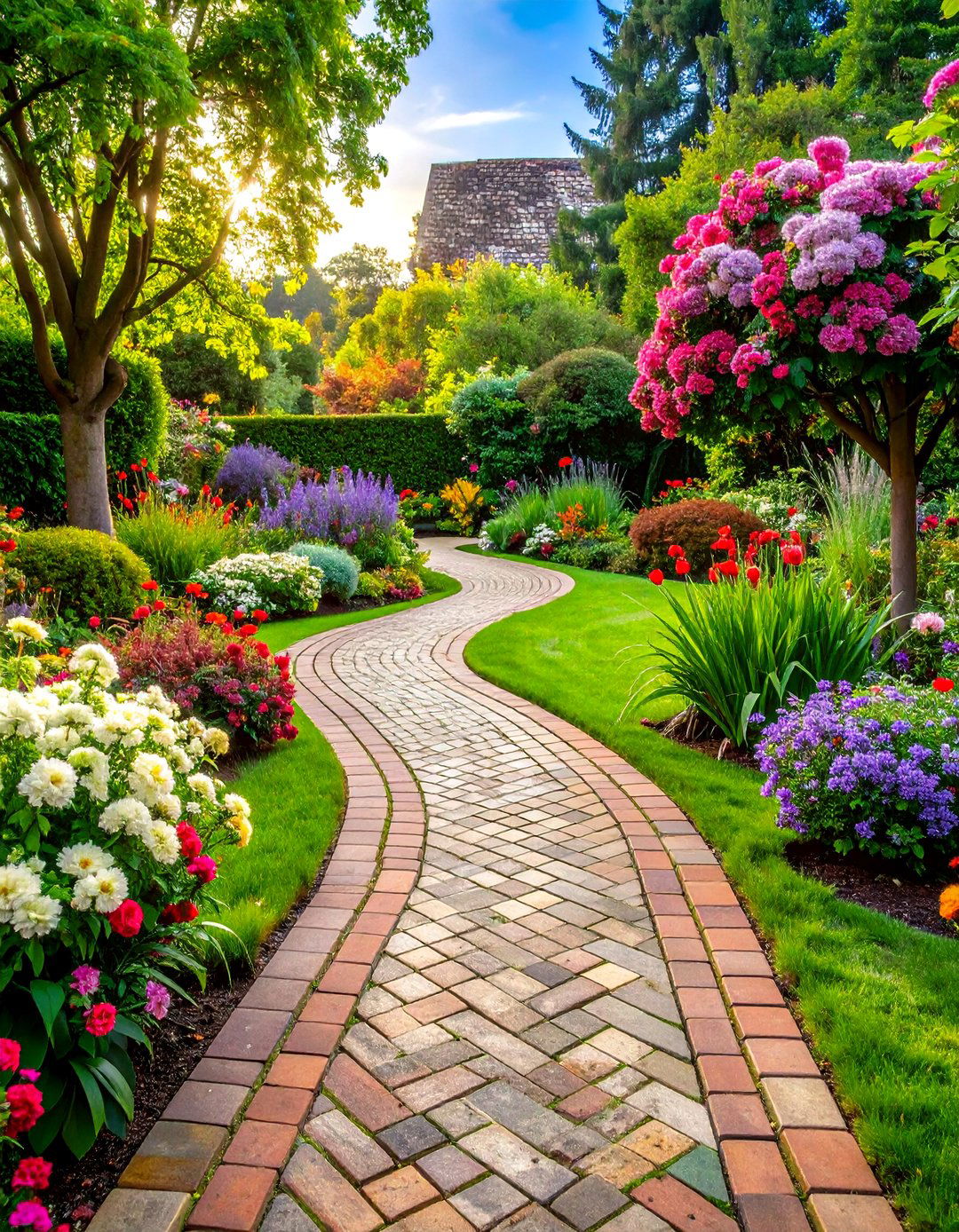 Herringbone Brick Garden Path Pattern - 20 Garden Path Ideas