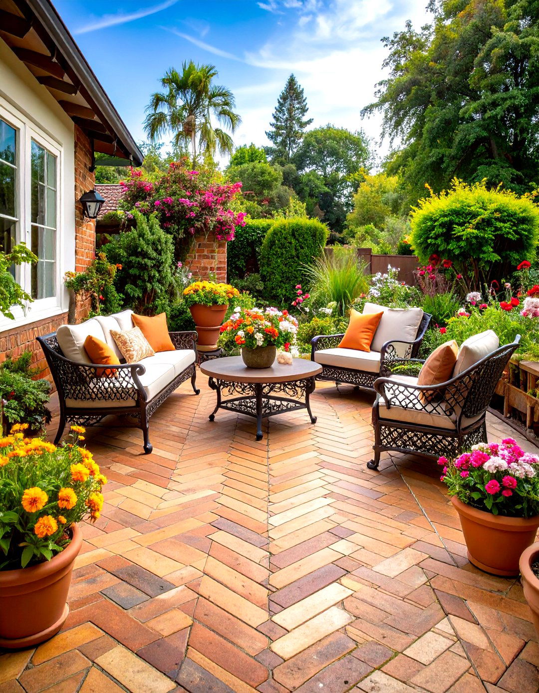 Herringbone Brick Paver Patio with Classic Charm - 20 Paver Patio Ideas