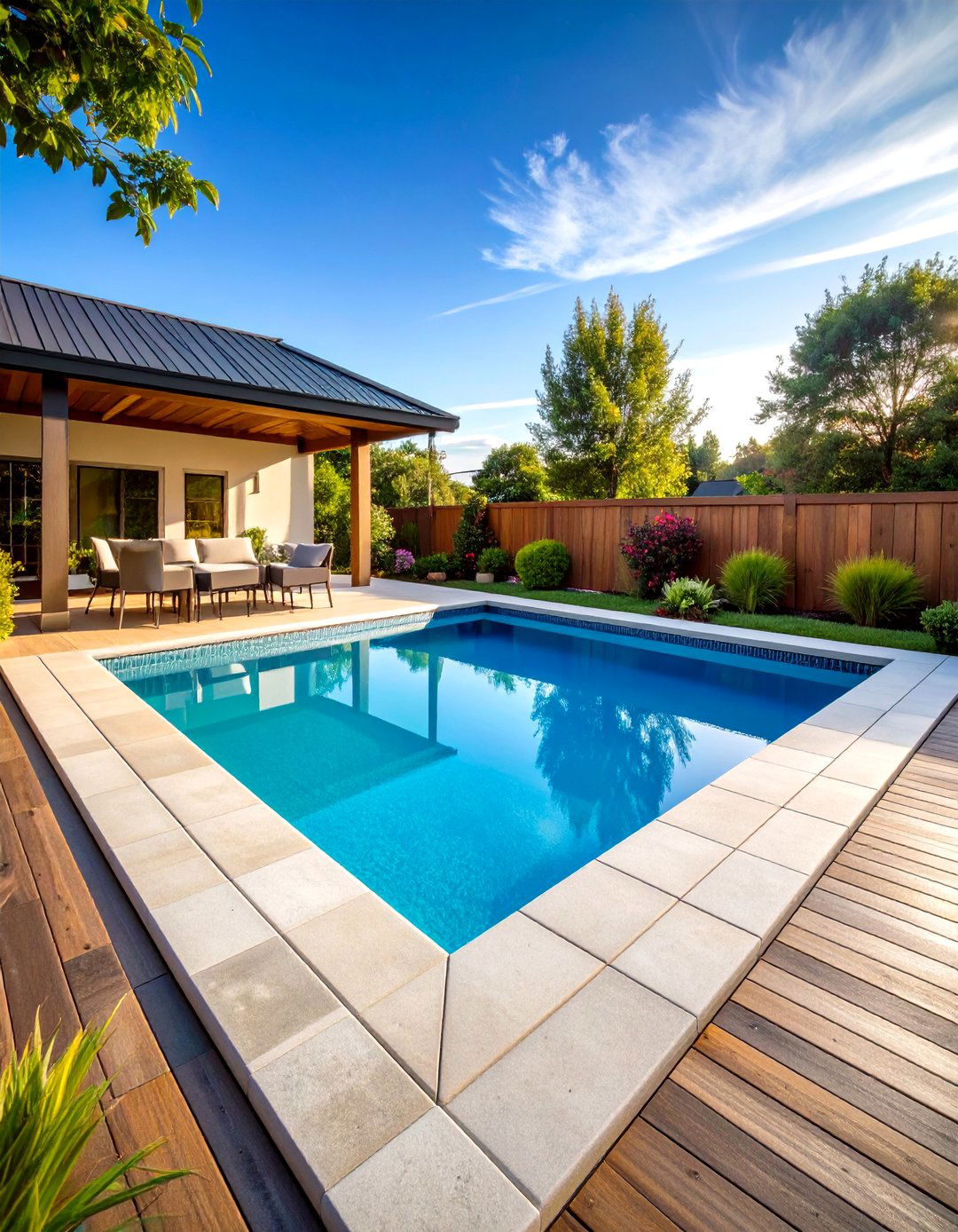 Herringbone Concrete Paver Pool Pattern - 20 Concrete Pavers Around Pool Ideas