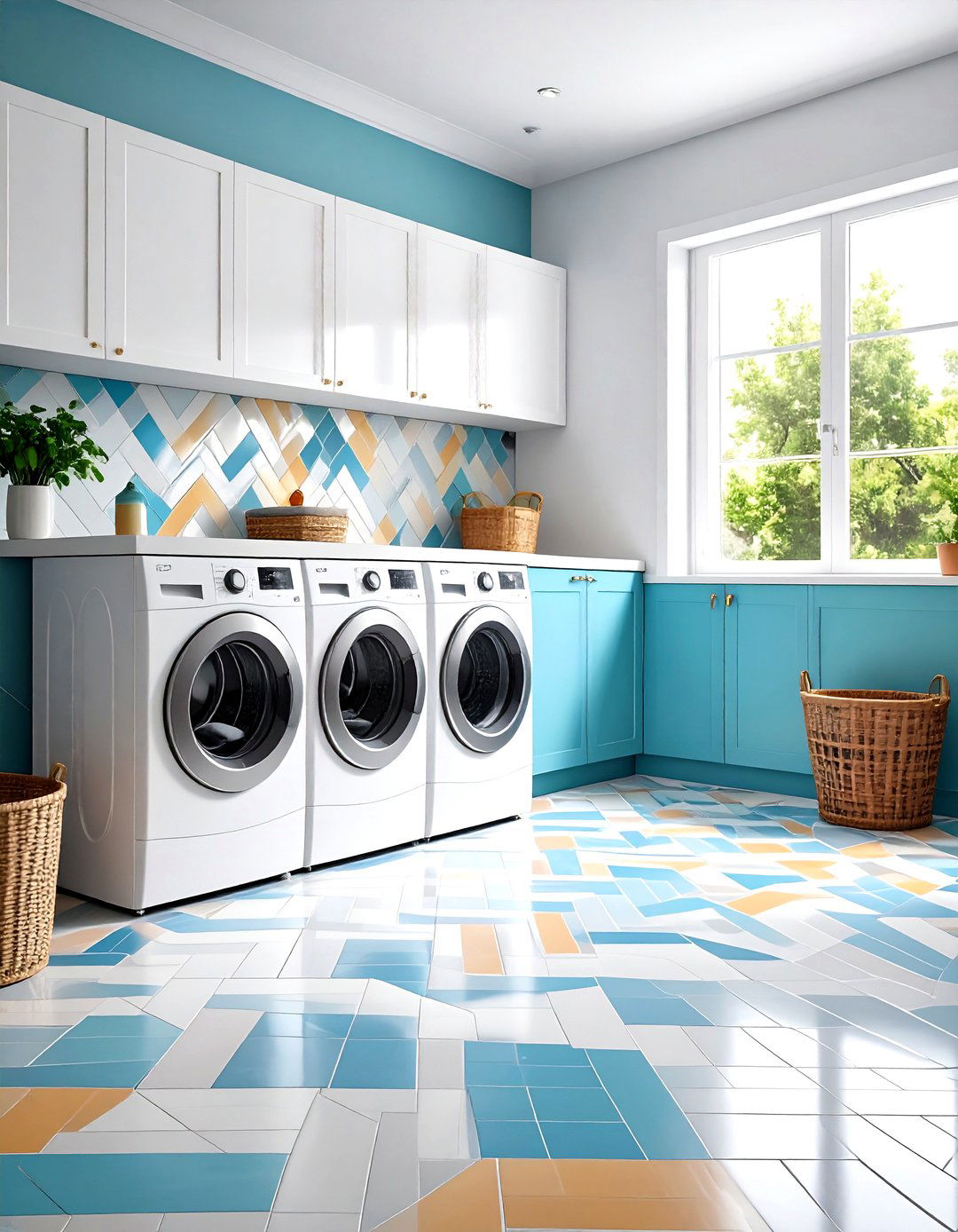 Herringbone Laundry Room Tile Sophisticated Design - 20 Laundry Room Tile Ideas
