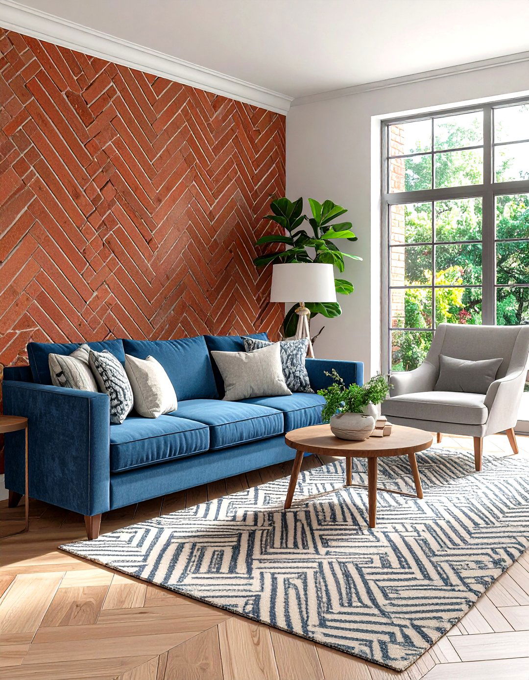 Herringbone Pattern Brick Accent Wall for Graphic Movement - 20 Brick Accent Wall Ideas