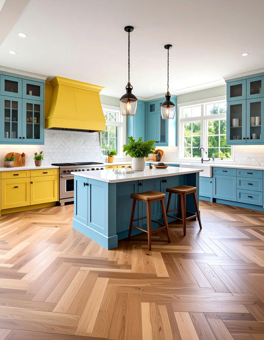 Herringbone Pattern Hardwood Kitchen Flooring - 20 Kitchen Flooring Ideas