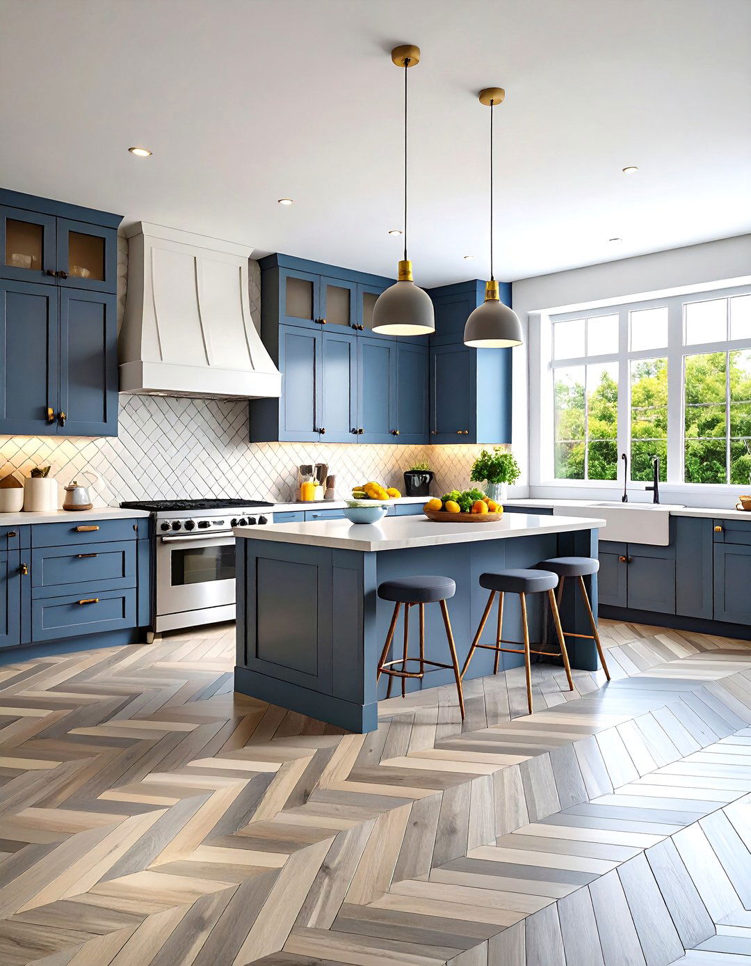 Herringbone Pattern Kitchens With Grey Floors - 20 Kitchens With Grey Floors