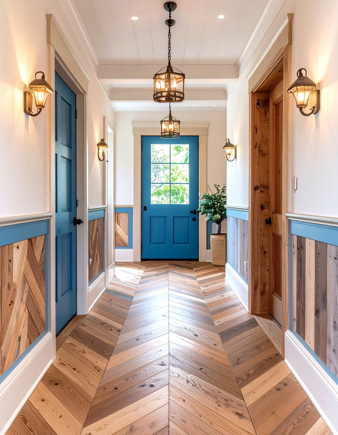 Herringbone Pattern Rustic Wainscoting - 20 Rustic Wainscoting Ideas