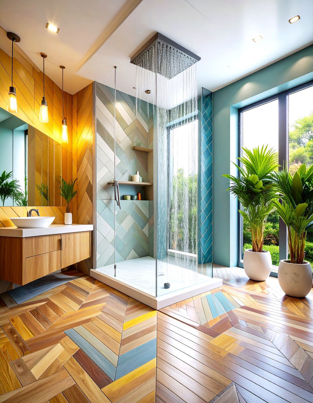 Herringbone Pattern Tiles - 20 Walk-in Shower Tile Ideas