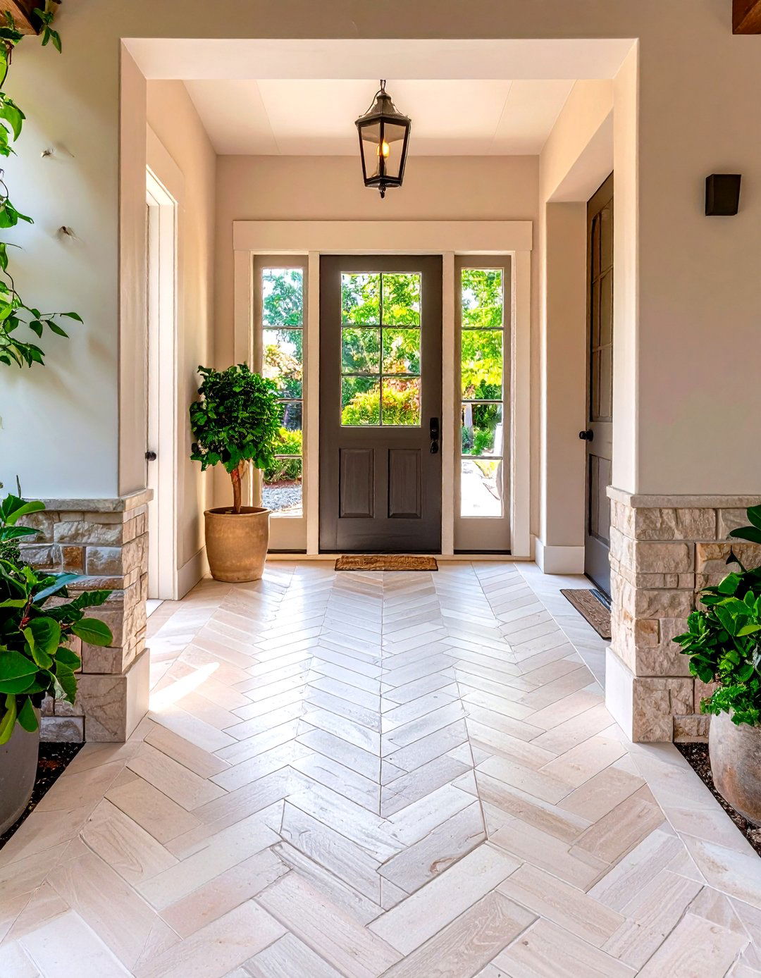 Herringbone Pattern Tiles - 20 Small Entryway Tile Floor Ideas