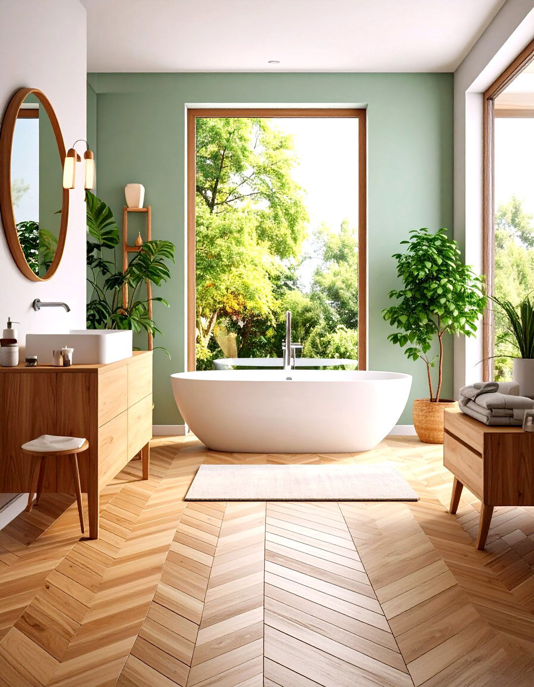 Herringbone Pattern Wood Floors in Bathrooms - 20 Ideas for Wood Floors in Bathrooms