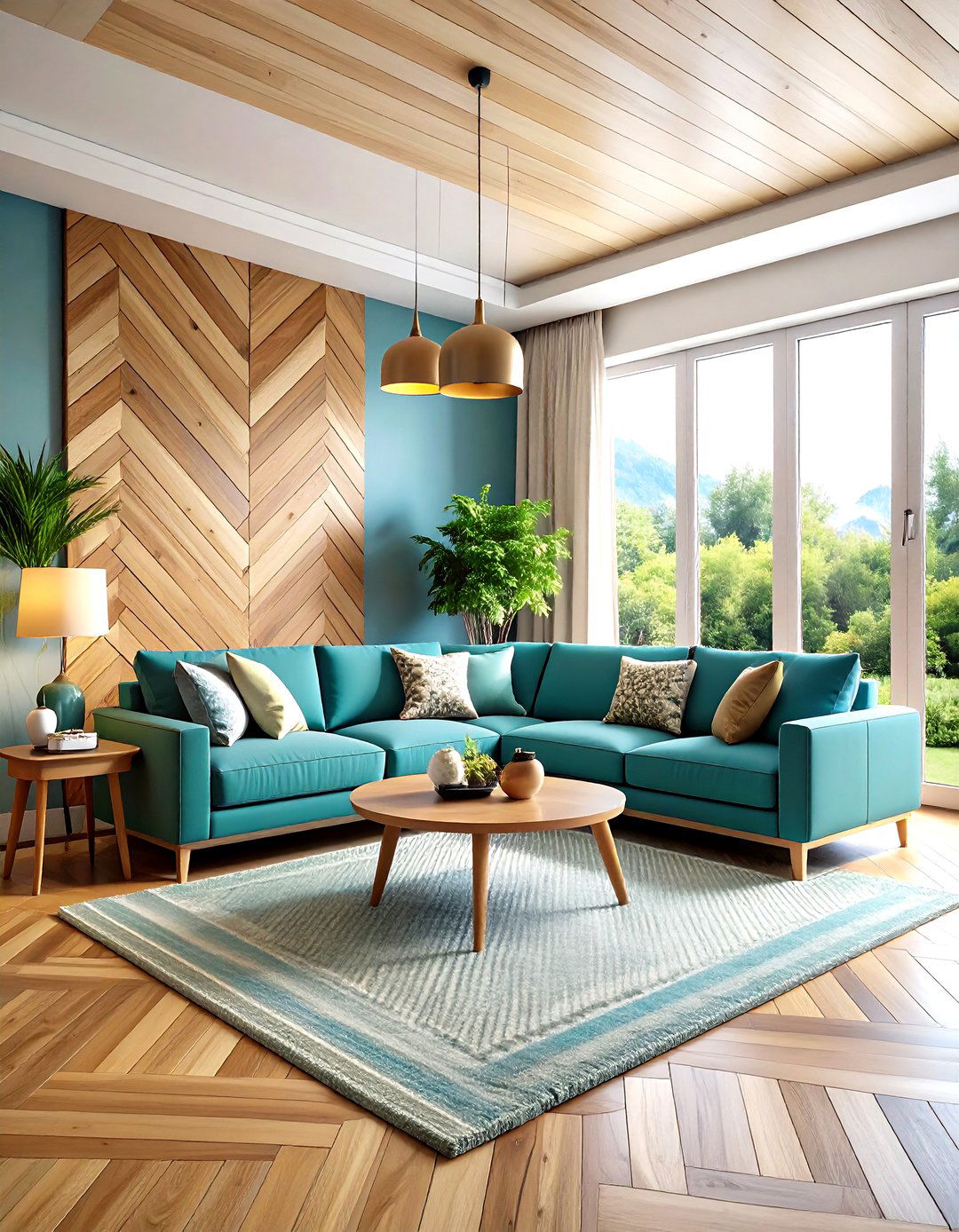 Herringbone Pattern Wood Trim Accent Wall