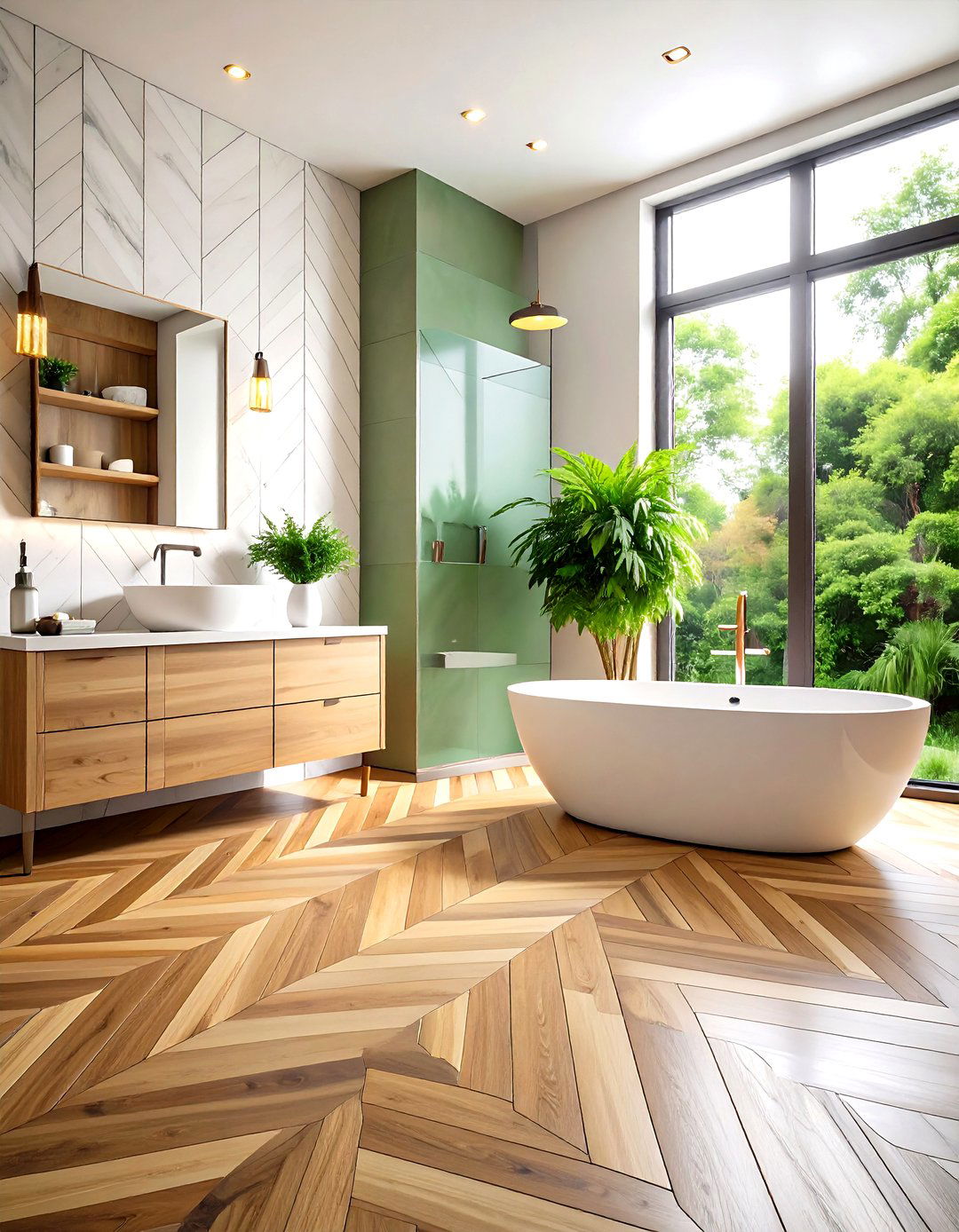 Herringbone Pattern - 20 Small Bathroom Flooring Ideas