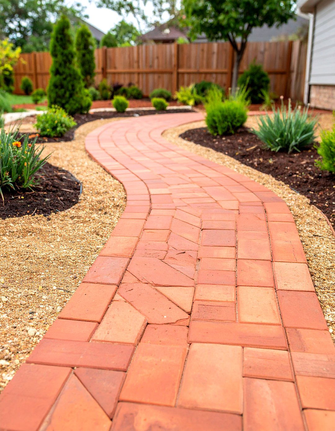 Herringbone Reclaimed Brick Walkway - 20 Farmhouse Walkway Ideas