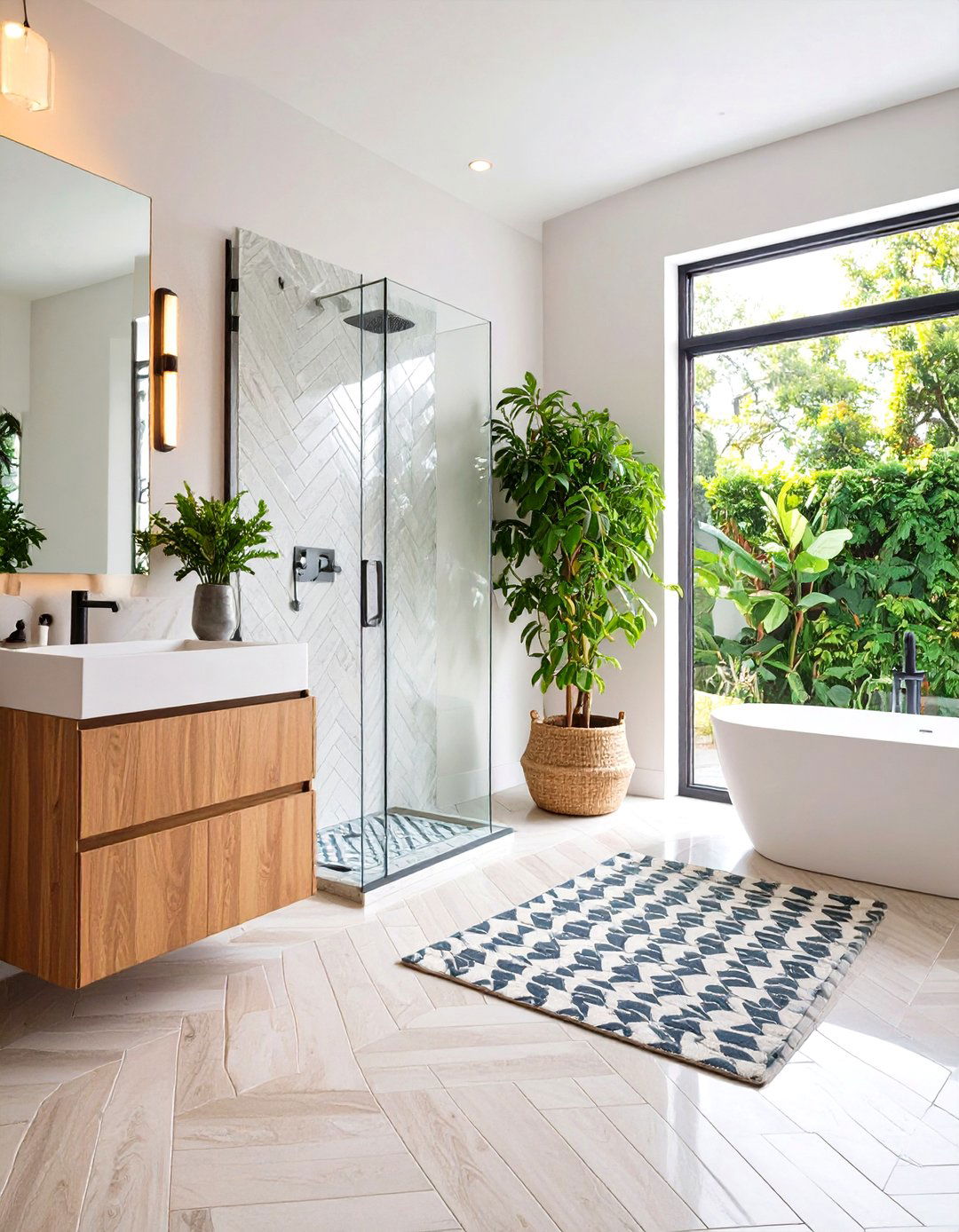 Herringbone Stone Tile Layout - 20 Stone Shower Design Ideas