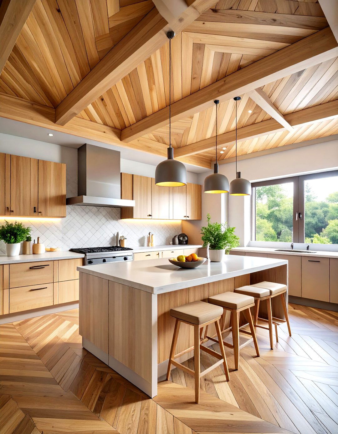 Herringbone Wood Ceiling Kitchen Ideas - 20 Wood Ceiling Kitchen Ideas