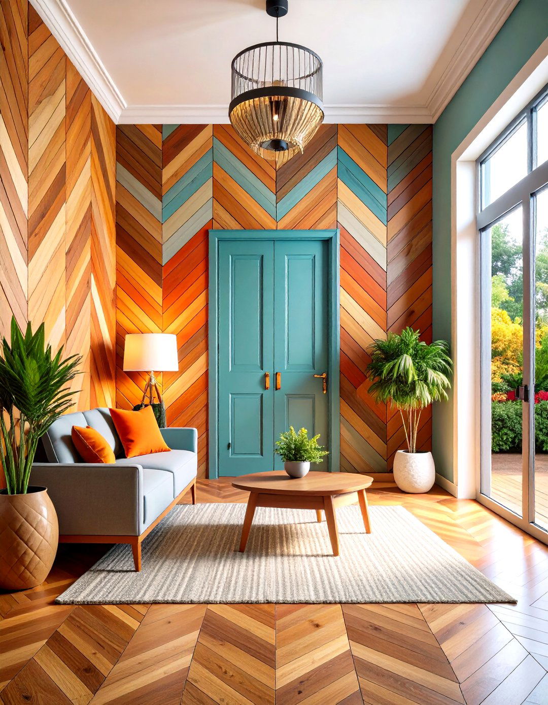 Herringbone Wood Slat Accent Wall - 20 Wood Slat Accent Wall Ideas