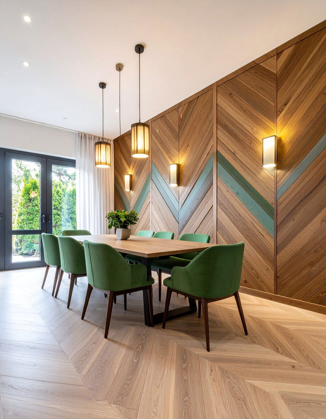 Herringbone Wood and Paint Hybrid Accent Wall - 20 Geometric Accent Wall Ideas
