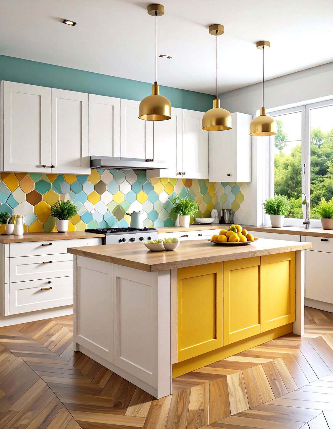 Hexagon Ceramic Kitchen Splashback Mosaic Pattern - 20 Kitchen Splashback Ideas