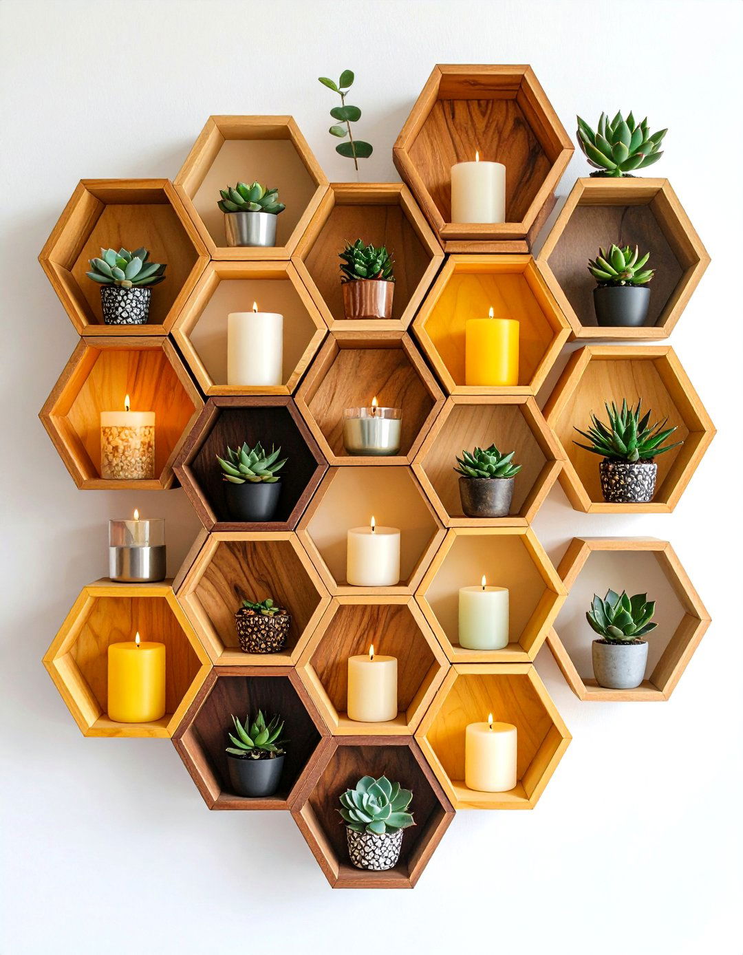 Hexagon Floating Shelves Add Geometric Flair - 20 Bedroom Shelving Ideas