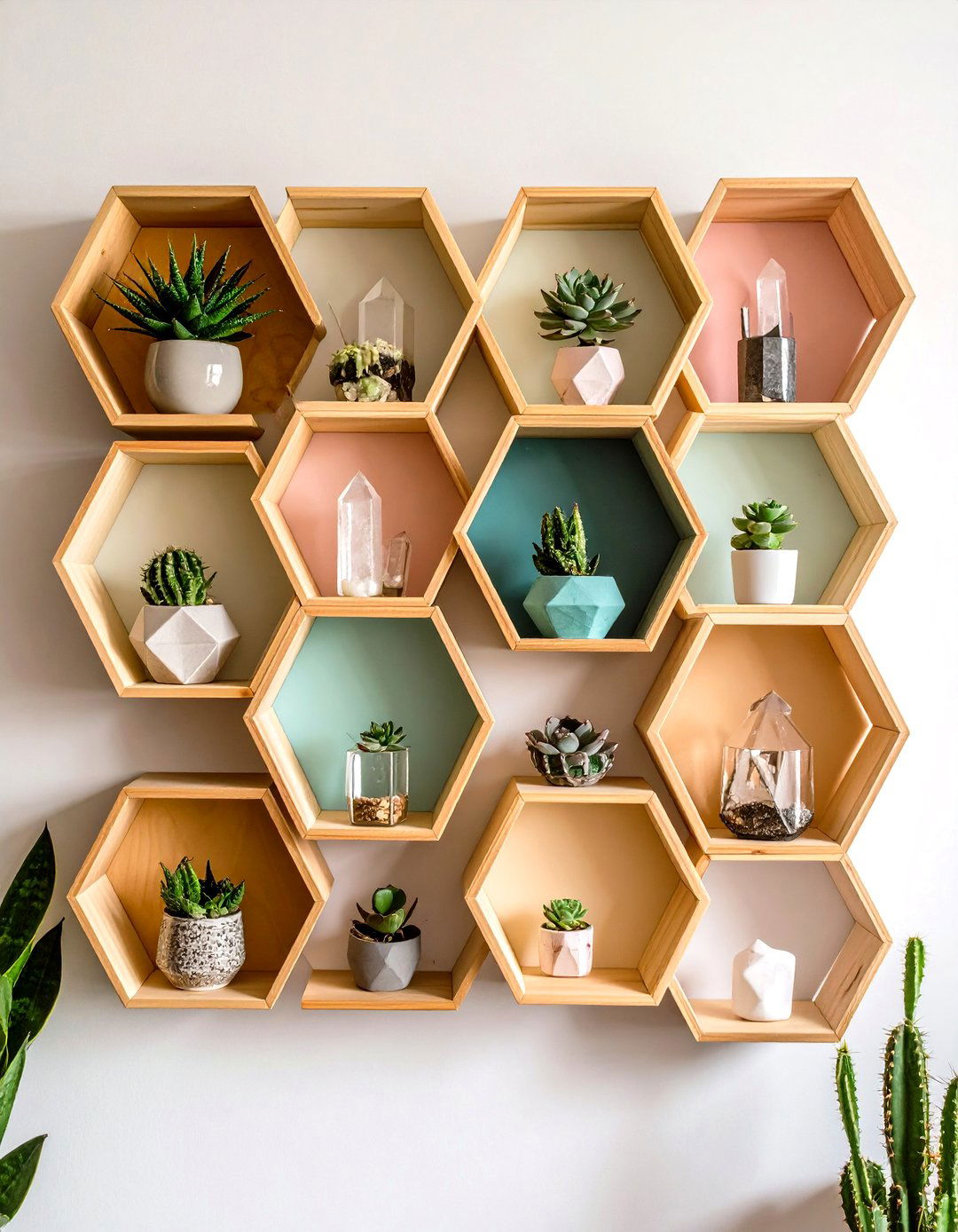 Hexagon Floating Shelves for Geometric Flair - 20 Floating Shelves Ideas