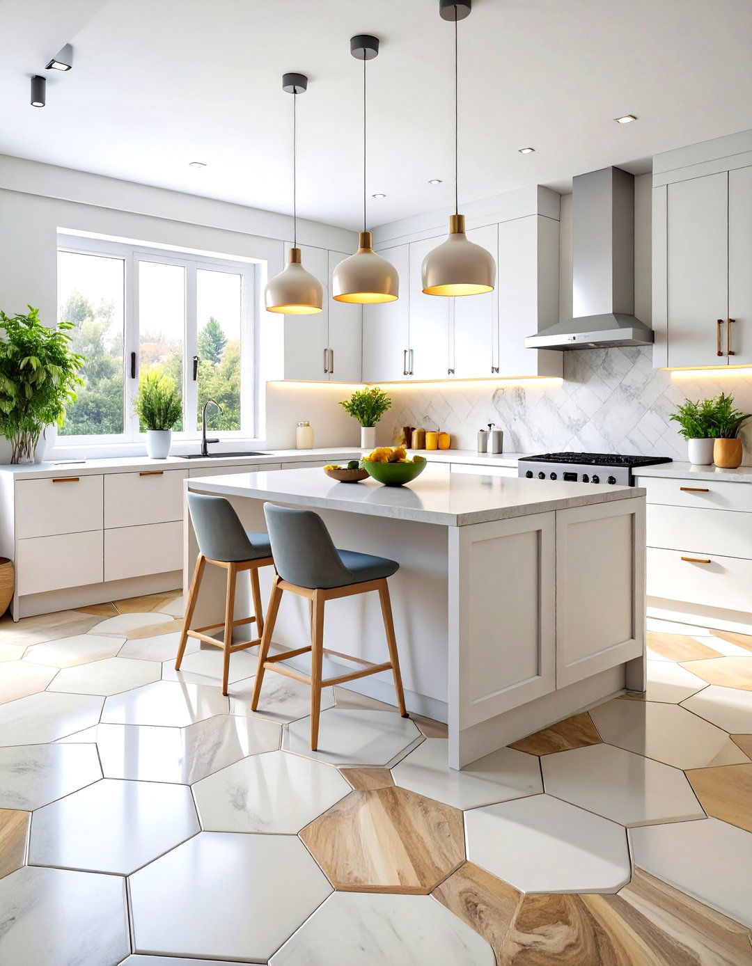 Hexagon Kitchen Floor Tile Geometric Appeal - 20 Kitchen Floor Tile Ideas