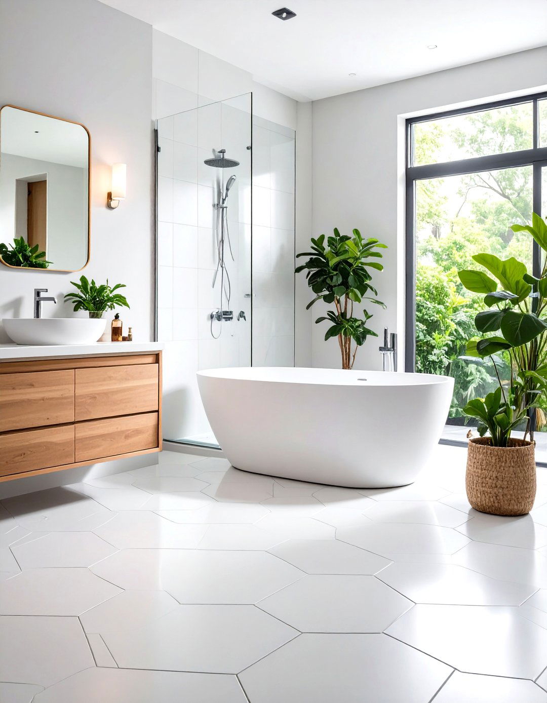 Hexagon Tile Floor - 20 Tub-shower Combo Ideas