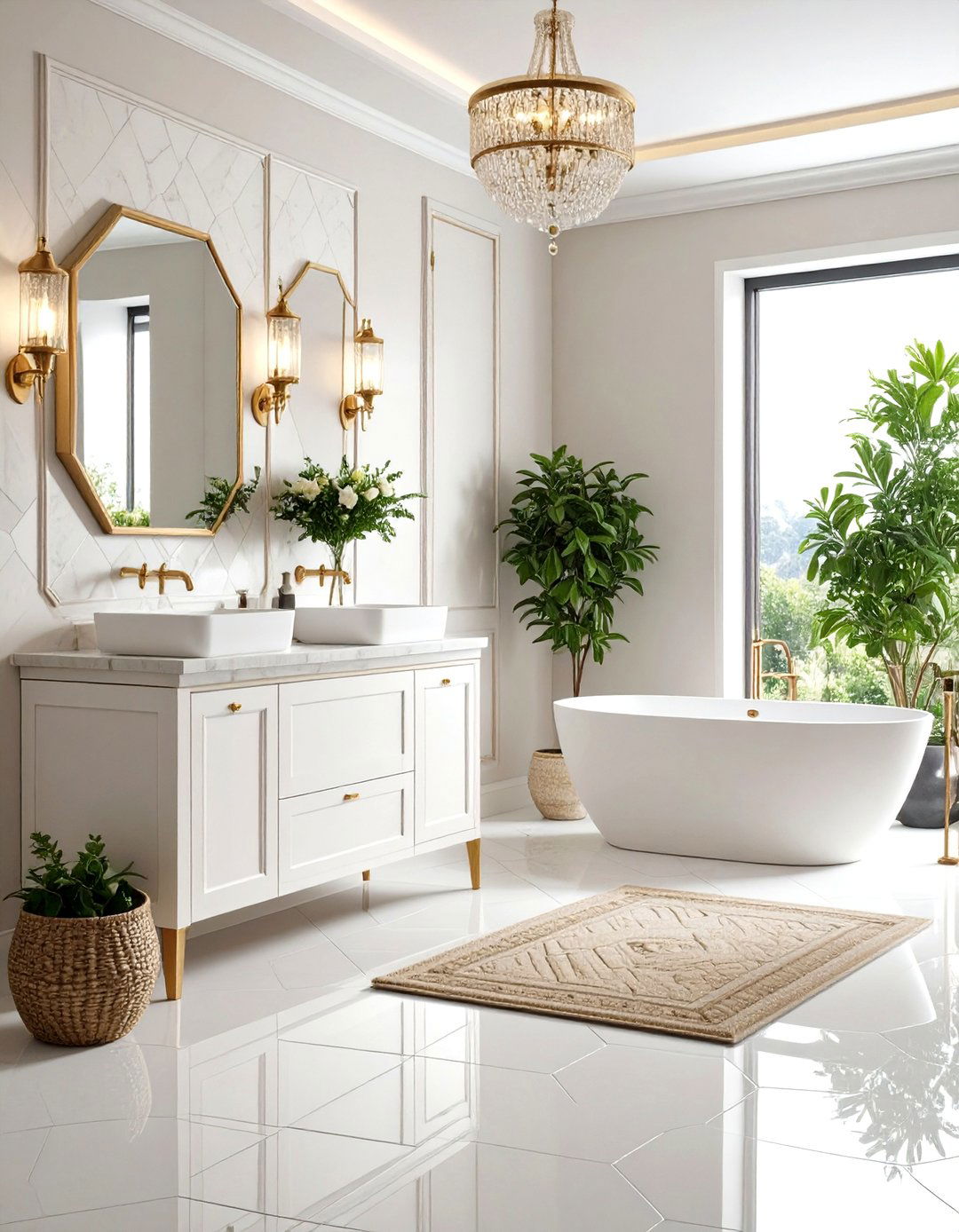 Hexagon Tiles with Decorative Border Patterns - 20 Hexagon Tiles Ideas for Bathrooms