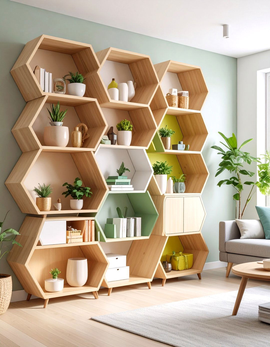 Hexagonal Corner Shelf For Geometric Appeal - 20 Corner Shelf Ideas