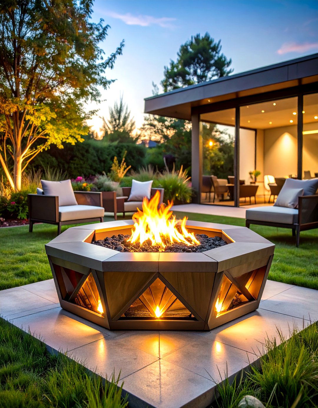 Hexagonal Modern Metal Fire Pit - 20 Metal Fire Pit Ideas
