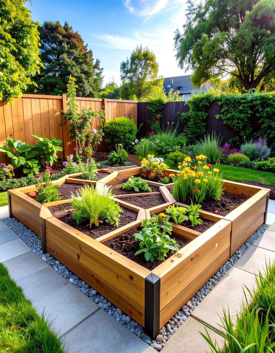 Hexagonal Raised Garden Bed with Geometric Interest - 20 Raised Garden Bed Ideas
