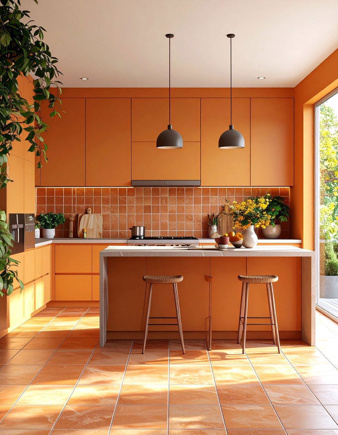 Hexagonal Terracotta Pattern - 20 Terracotta Kitchen Floor Ideas