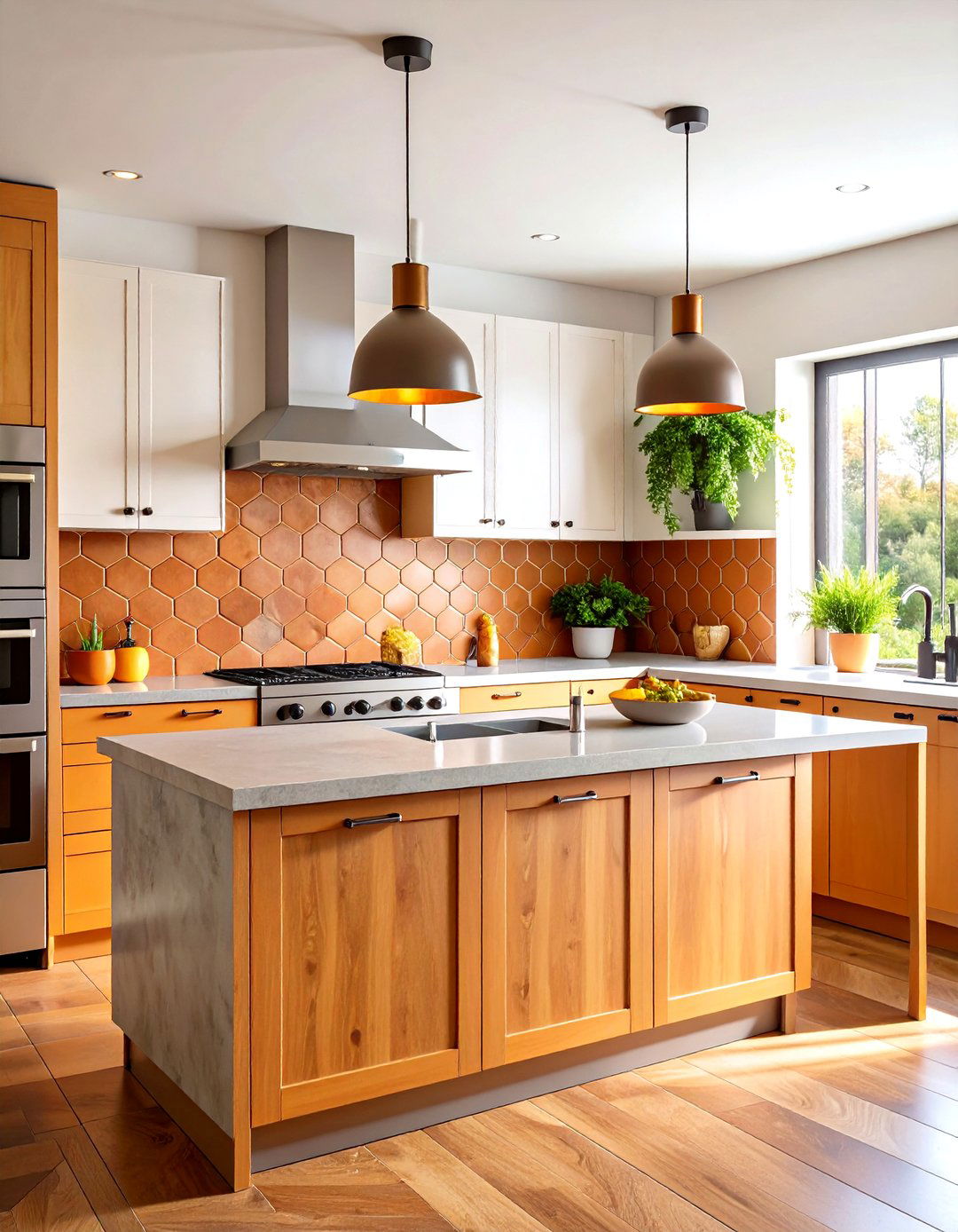 Hexagonal Terracotta Rustic Backsplash - 20 Rustic Backsplash Ideas