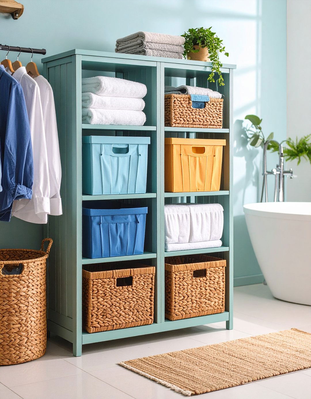 Hidden Laundry Hampers Streamline the Family Bathroom - 20 Family Bathroom Ideas