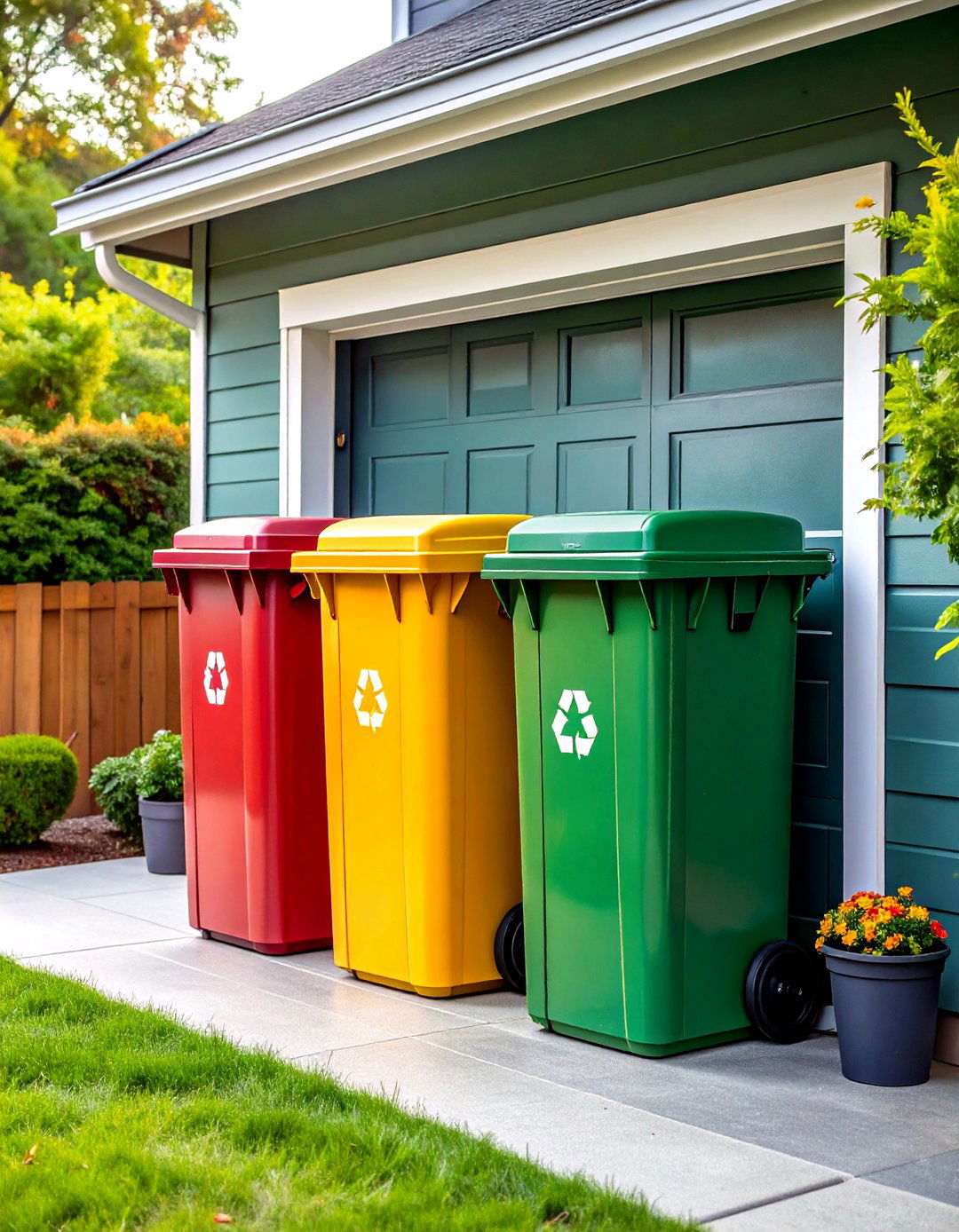 Hidden Recycling Center in the Garage Entryway - 20 Garage Entryway Ideas