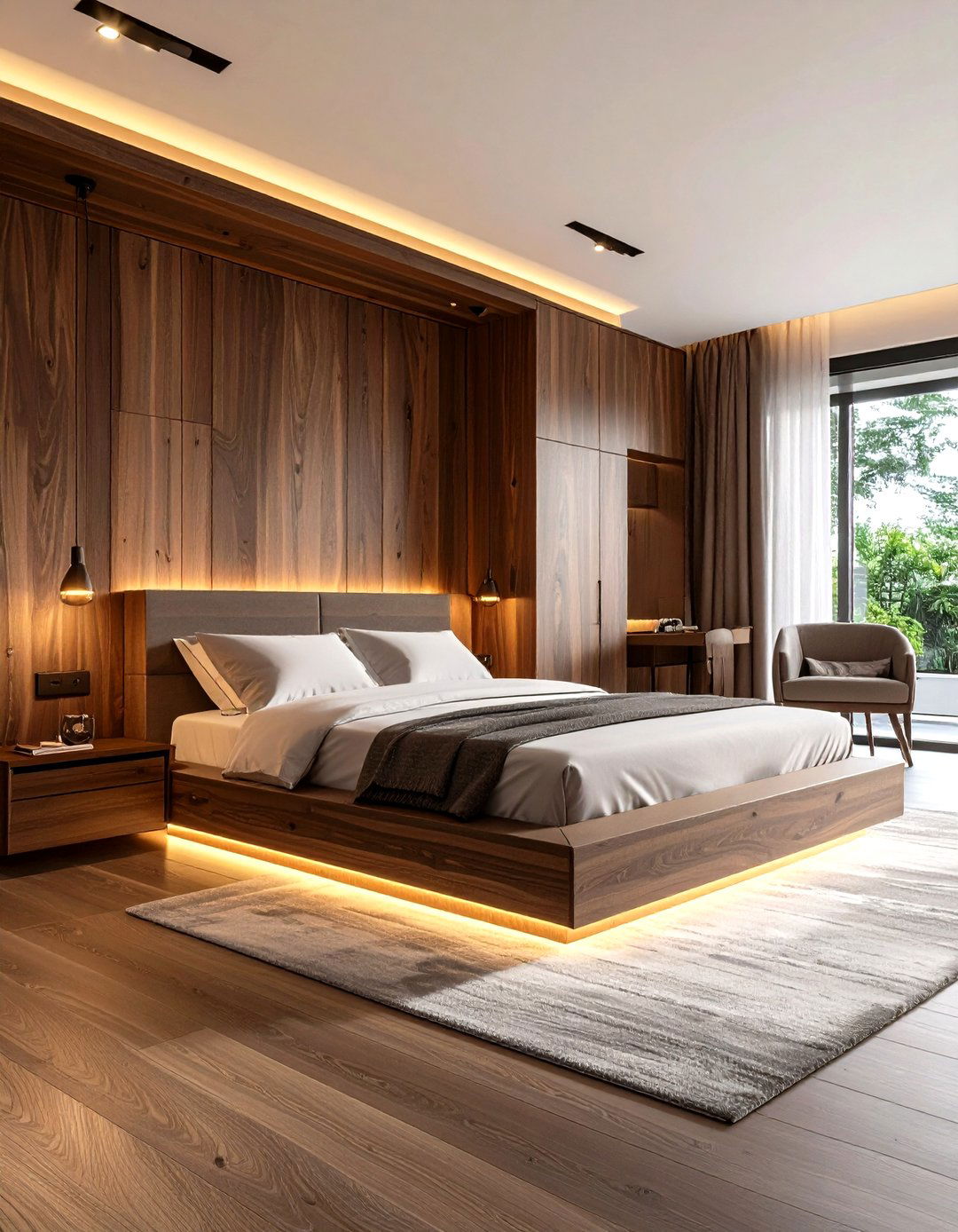 Hidden Smart Tech in a Dark Wood Bedroom - 20 Dark Wood Bedroom Ideas