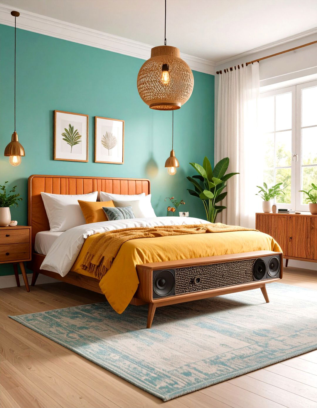 Hidden Smart Tech in a Retro Styled Bedroom - 20 Hipster Bedroom Ideas