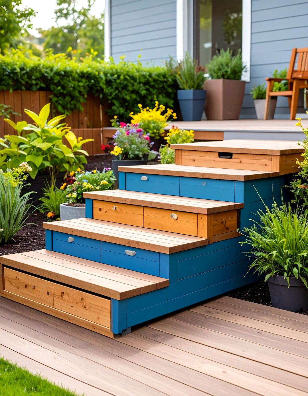Hidden Storage Drawer Deck Steps to Declutter - 20 Deck Steps Ideas