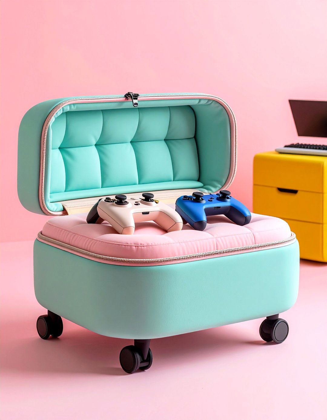 Hidden Storage Ottoman Gamer Girl Room - 20 Gamer Girl Room Ideas