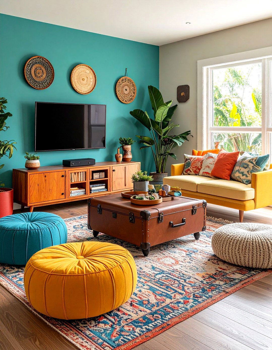 Hidden Storage Ottomans and Trunks - 20 Small Media Room Ideas
