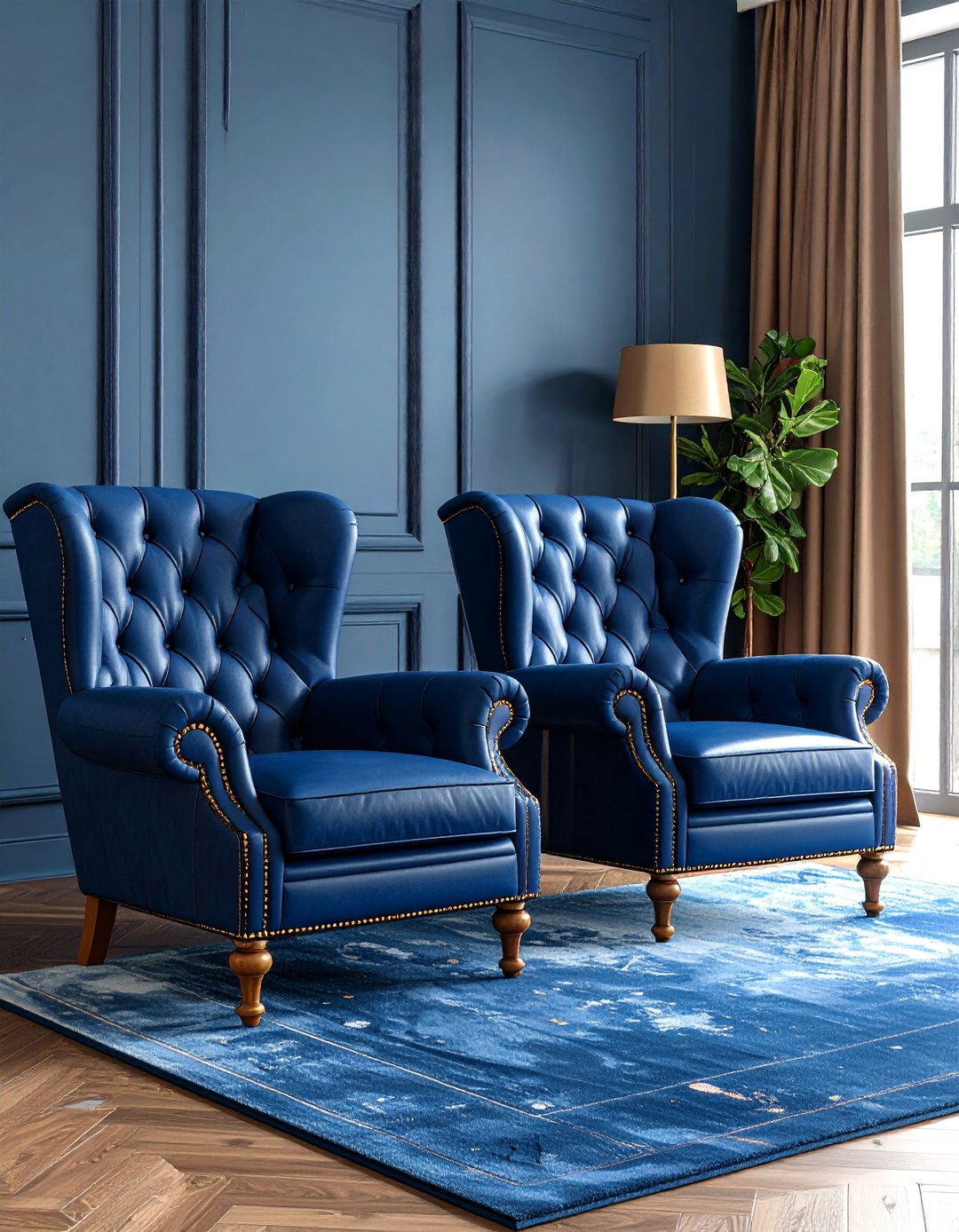 High Back Tufted Chairs in Front of Fireplace - 20 Chairs in Front of Fireplace Ideas