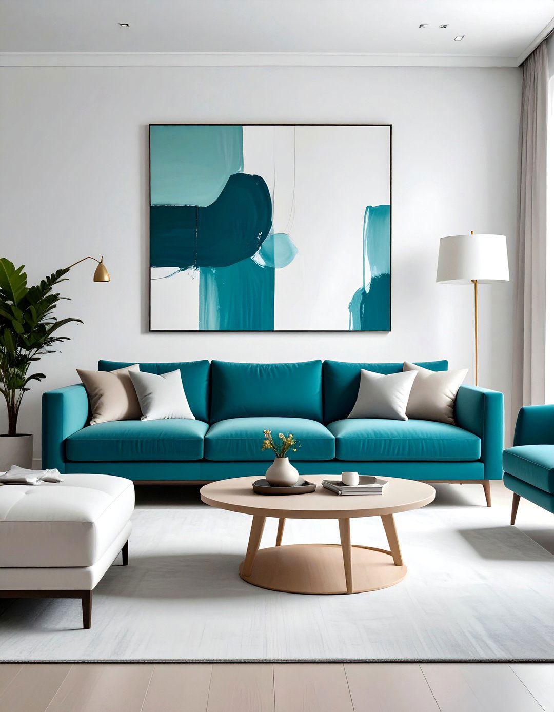 High Contrast Black and Teal - 20 Teal Couch Living Room Ideas