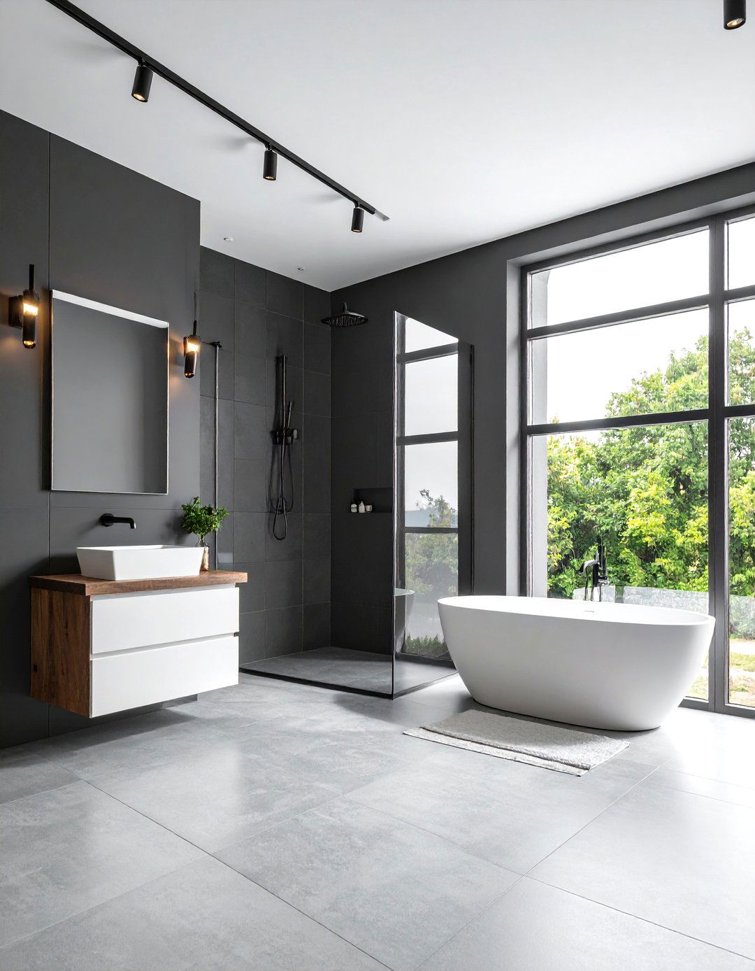 High Contrast Monochrome Masculine Bathroom - 20 Masculine Bathroom Ideas