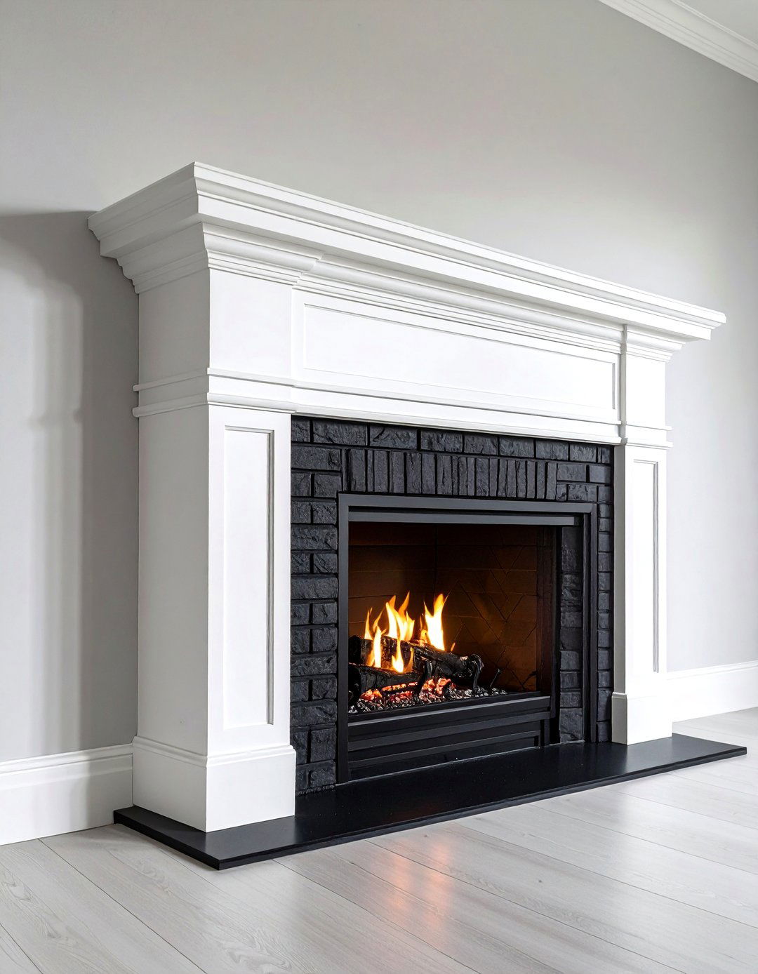 High Contrast White Mantel Black Brick Fireplace - 20 Black Brick Fireplace Ideas