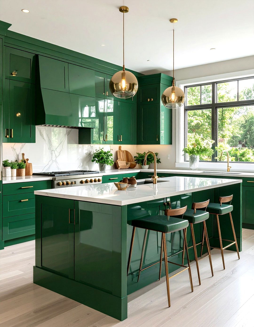 High Gloss Emerald Glam - 20 Emerald Green Kitchen Ideas