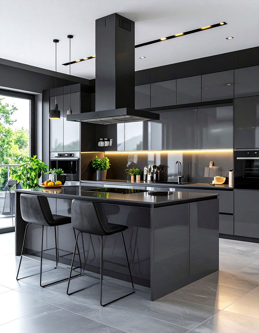 High Gloss Gray Contemporary Kitchen - 20 Gray Kitchens