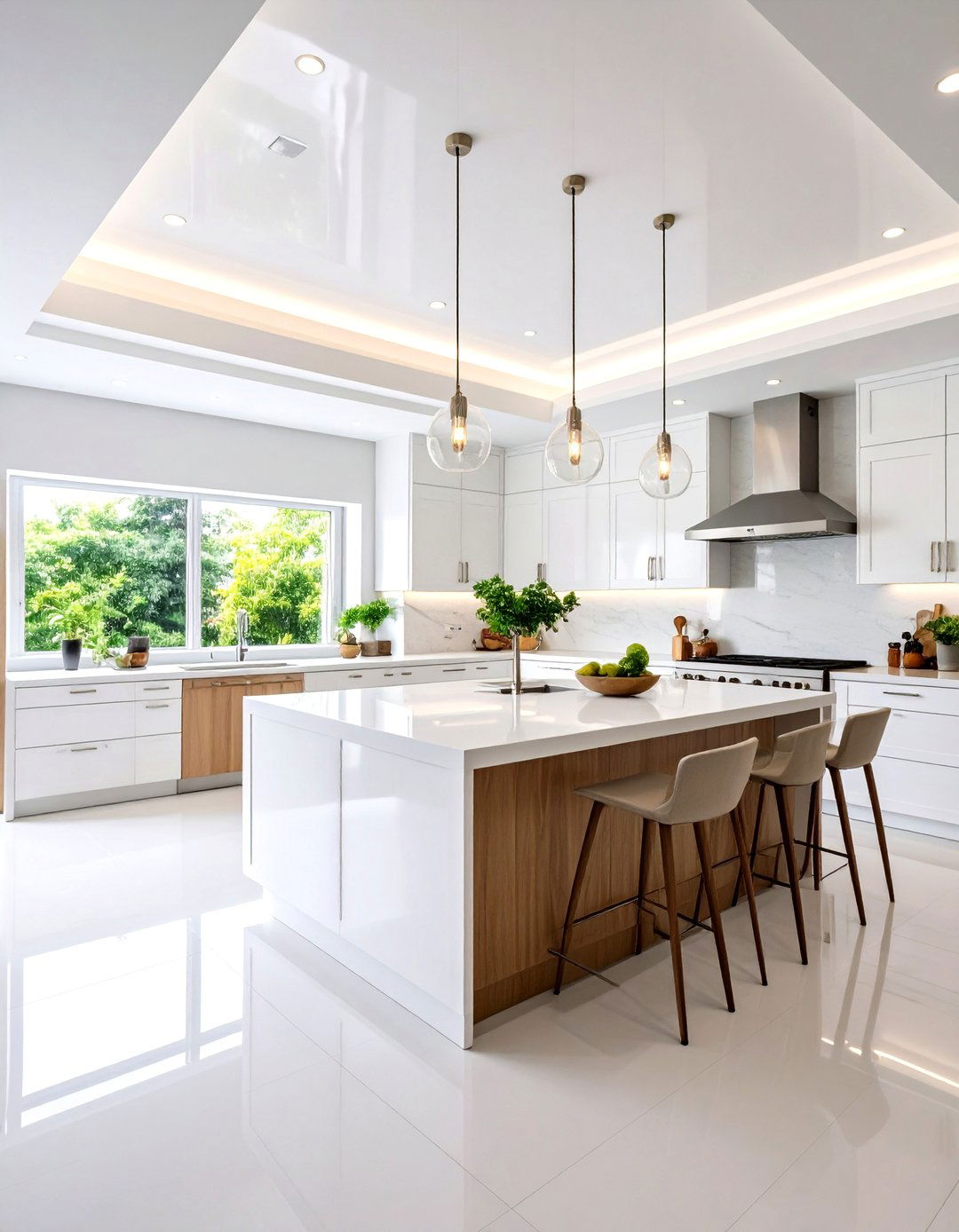 High Gloss Kitchen Ceiling Lacquered Finish - 20 Kitchen Ceiling Ideas