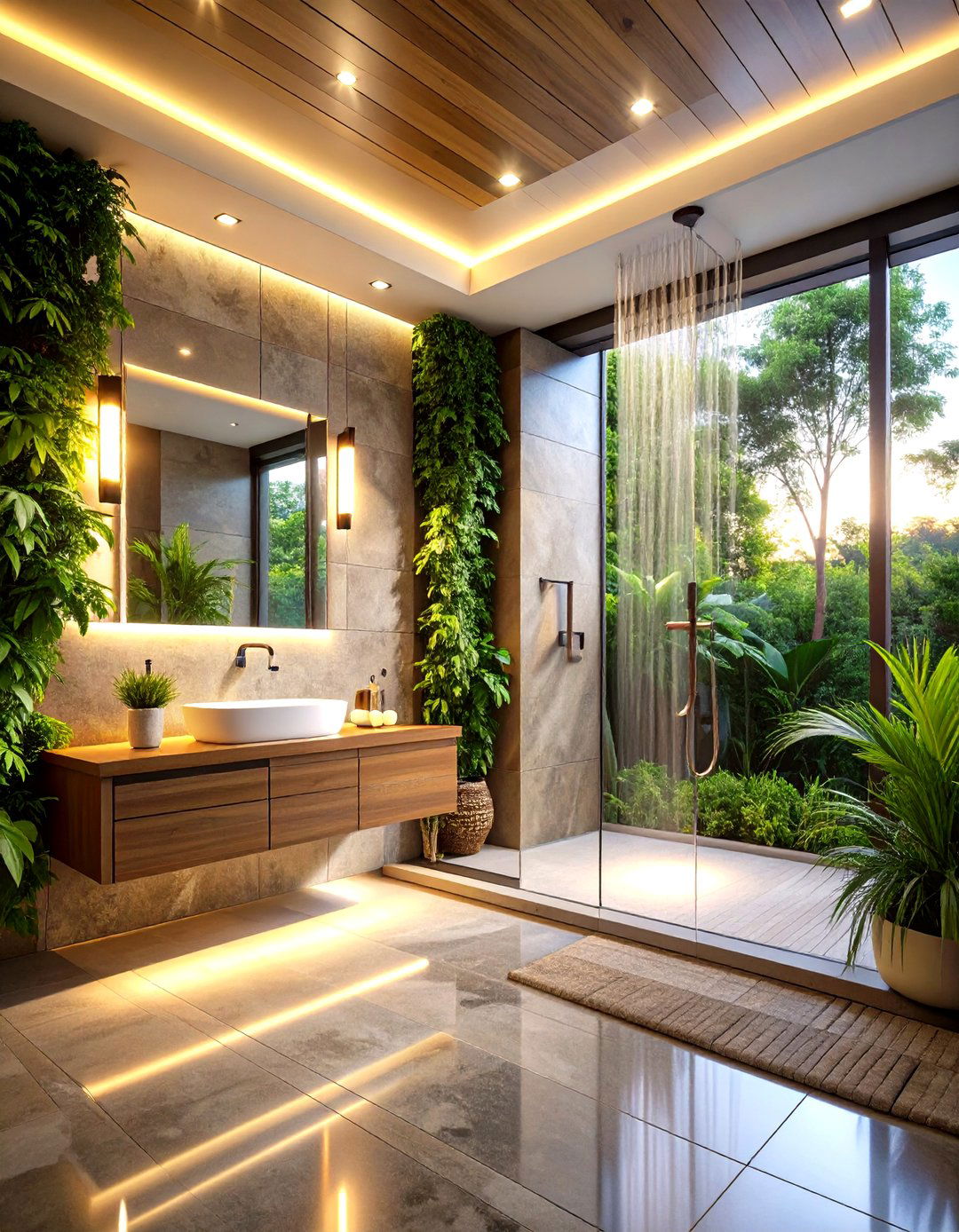 High Gloss Shower Wall Reflection - 20 Shower Wall Ideas